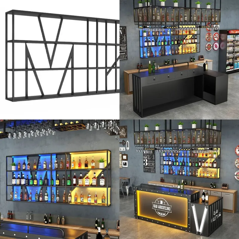 Wine & Beer Guayaquil - ชั้นวางไวน์ติดผนังเหล็กดัด สำหรับจัดแสดงบนเคาน์เตอร์บาร์ เก็บขวดไวน์แดง ตกแต่งร้านอาหารและบ้าน